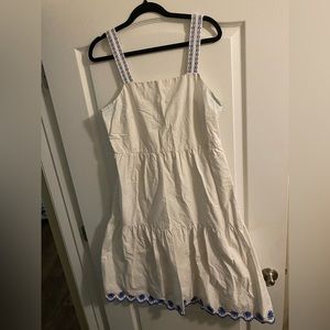 J Crew size 12 white dress with blue detail.